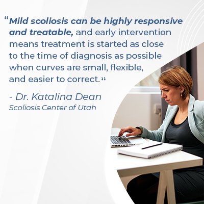 A visual representation of the quote from the text starting with “Mild scoliosis can be highly"