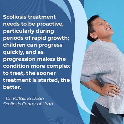 A visual representation of the quote from the text starting with “Scoliosis treatment needs to be proactive"