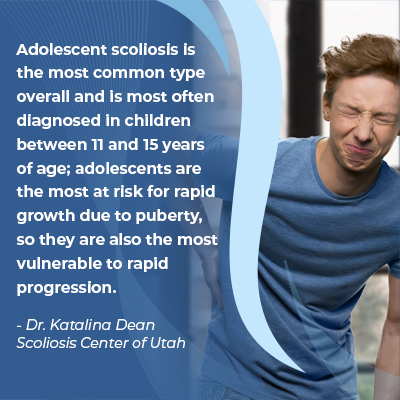 A visual representation of the quote from the text starting with “Adolescent scoliosis is the most"