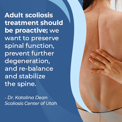 A visual representation of the quote from the text starting with “Adult scoliosis treatment should be"