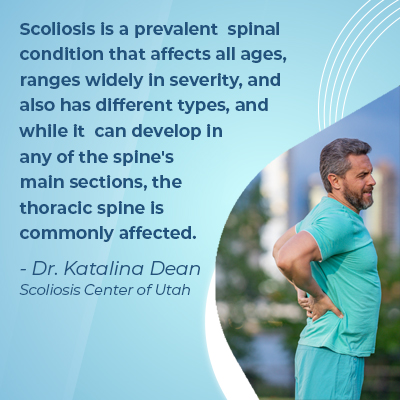 A visual representation of the quote from the text starting with “Scoliosis is a prevalent spinal"