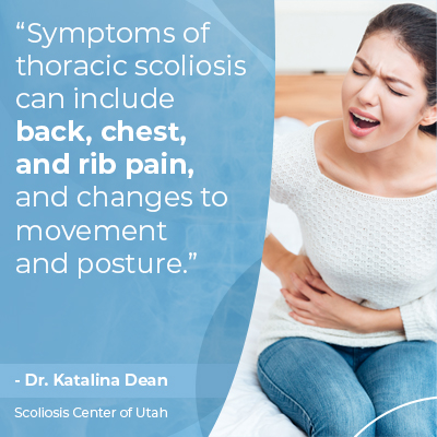 A visual representation of the quote from the text starting with “Symptoms of thoracic scoliosis can