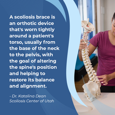 A visual representation of the quote from the text starting with “a scoliosis brace is an orthotic device"