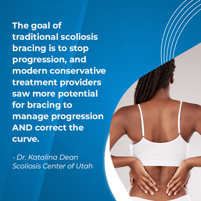 A visual representation of the quote from the text starting with “the goal of traditional scoliosis bracing"