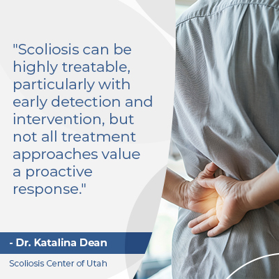 A visual representation of the quote from the text starting with “Scoliosis can be highly treatable"