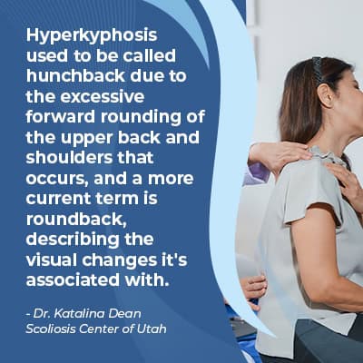 A visual representation of the quote from the text starting with “Hyperkyphosis used to be called hunchback"