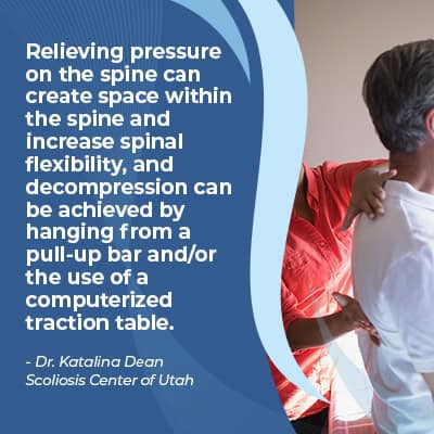 A visual representation of the quote from the text starting with “Relieveing pressure on the spine"