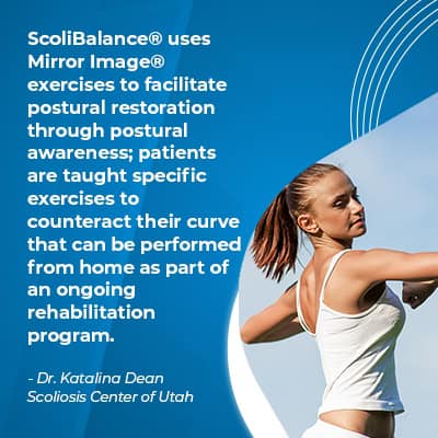 A visual representation of the quote from the text starting with “ScoliBalance uses Mirror Image exercises"