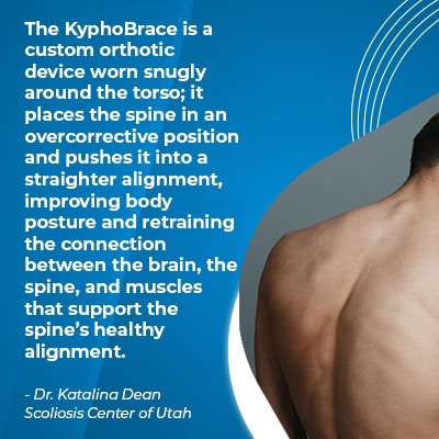 A visual representation of the quote from the text starting with “The KyphoBrace is a custom orthotic"