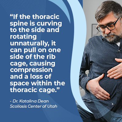 A visual representation of the quote from the text starting with “If the thoracic spine is curving"