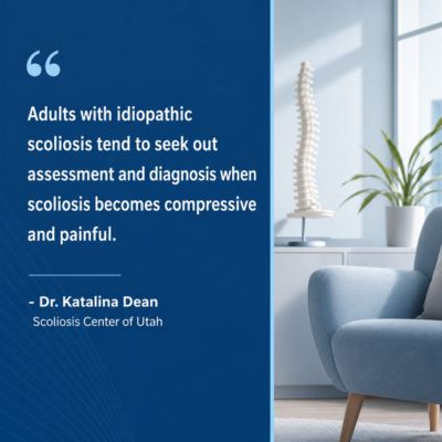 A visual representation of the quote from the text starting with “Adults with idiopathic scoliosis tend"