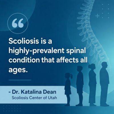 A visual representation of the quote from the text starting with “Scoliosis is a highly prevalent"