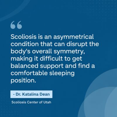 A visual representation of the quote from the text starting with “Scoliosis is an asymmetrical condition"