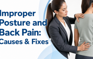 A featured image post for the blog titled: “Improper Posture and Back Pain Causes & Fixes"