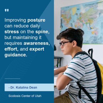 A visual representation of the quote from the text starting with “Postural improvement can help counteract"