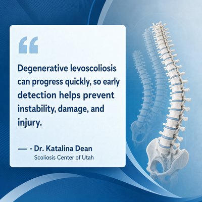A visual representation of the quote from the text starting with “Degenerative levoscoliosis can progress up"