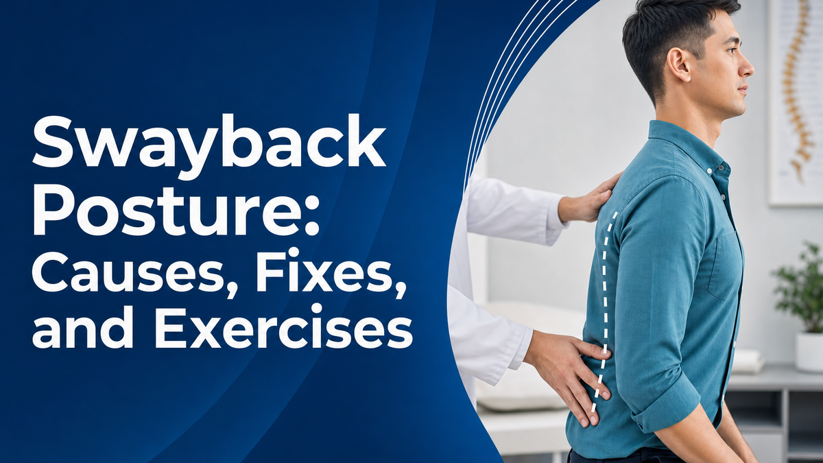 A featured image post for the blog titled: “Swayback Posture Causes, Fixes, and Exercises"