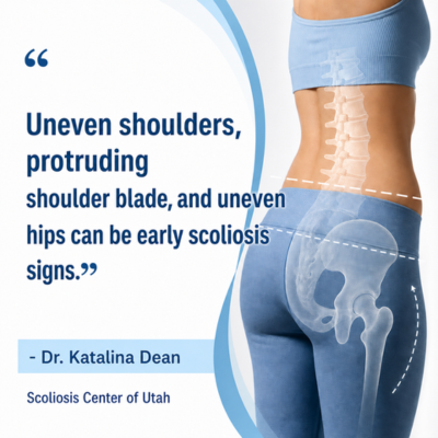 A visual representation of the quote from the text starting with “The earliest signs of scoliosis to"