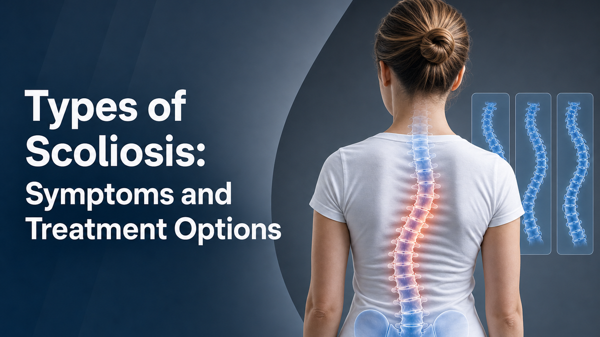 A featured image post for the blog titled: “Types of Scoliosis Symptoms and Treatment Options"