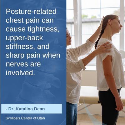 A visual representation of the quote from the text starting with “Chest pain caused by unhealthy posture"