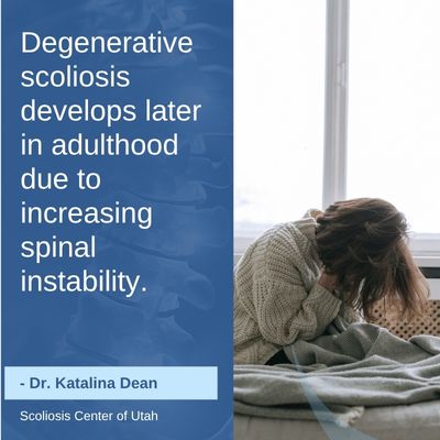A visual representation of the quote from the text starting with “Degenerative scoliosis develops in"