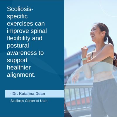 A visual representation of the quote from the text starting with “Scoliosis specific exercise can help