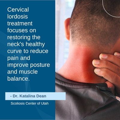 A visual representation of the quote from the text starting with “Treatment for cervical lordosis focuses"