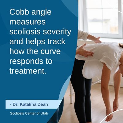A visual representation of the quote from the text starting with “Cobb angle is a key measurement"